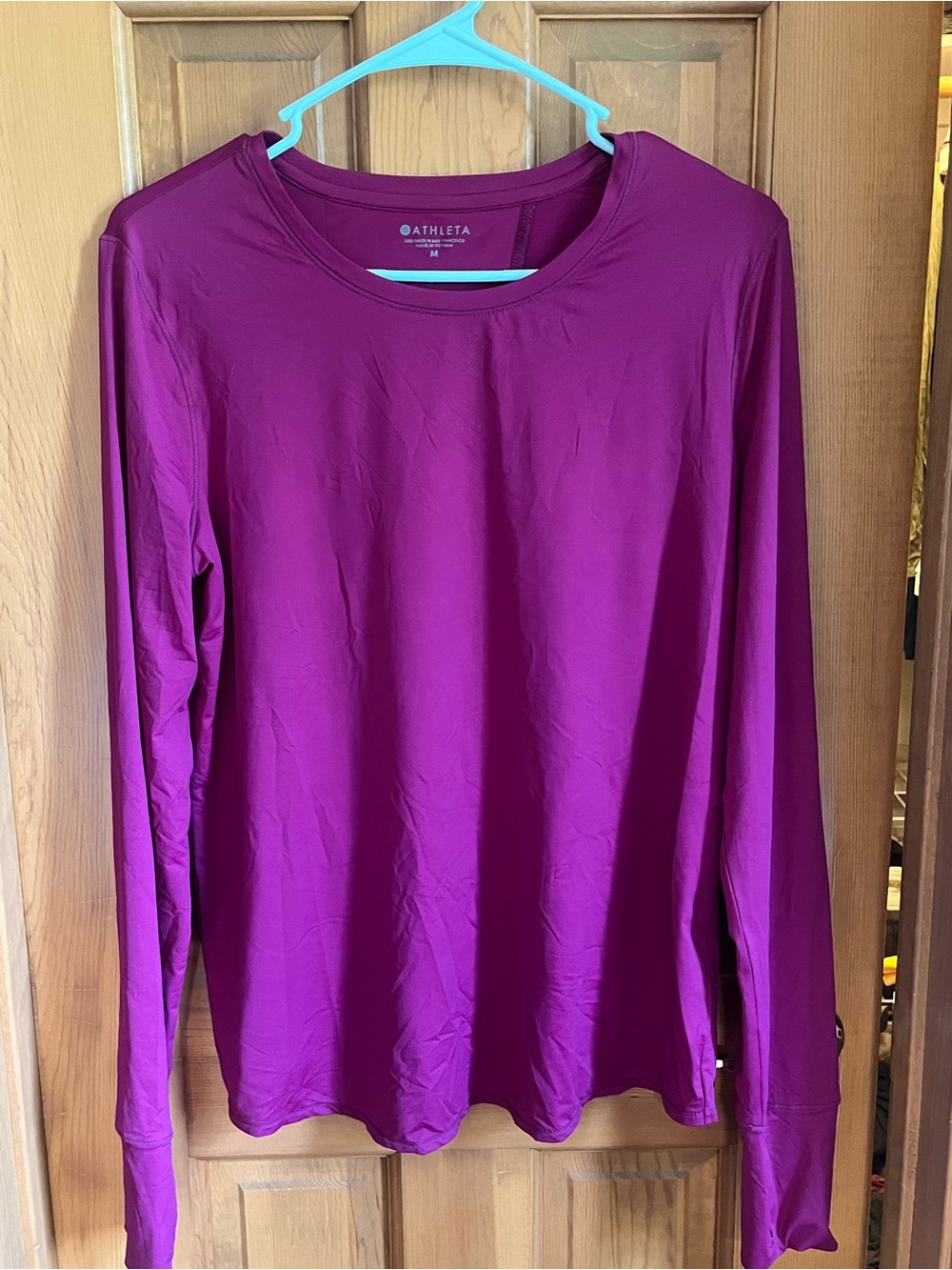 Athleta Long Sleeve Crew Neck Top in Deep Magenta